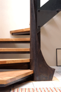 Bespoke staircase steel oak glass