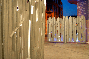 Vent surround and gate sculptures in steel