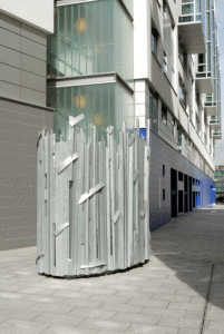 Vent surround sculpture in steel