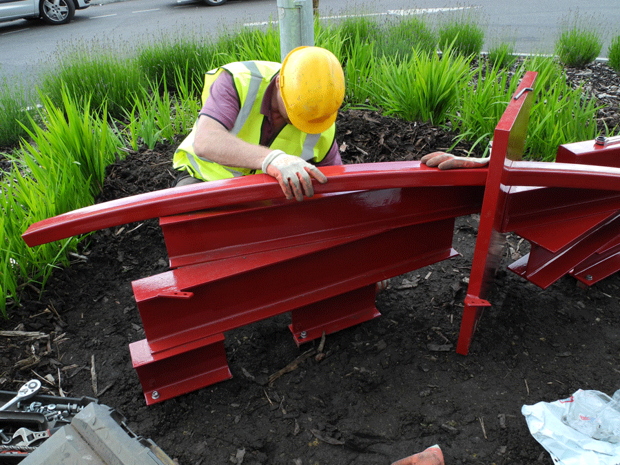 Railway sculpture commission. Installation